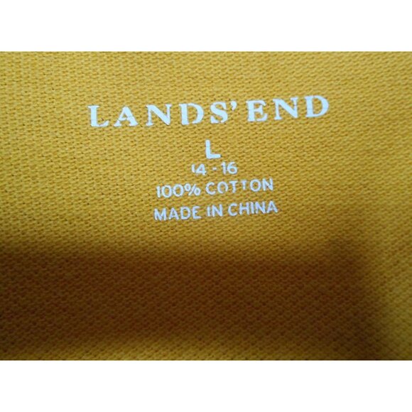 Lands' End Women's Size L orange 100% cotton short sleeve Polo Shirt - Picture 2 of 3